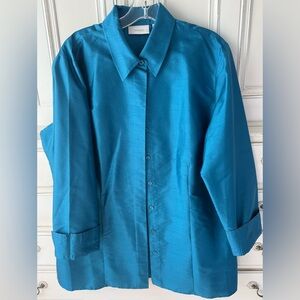 CHICOS Teal Silk blouse Size 2